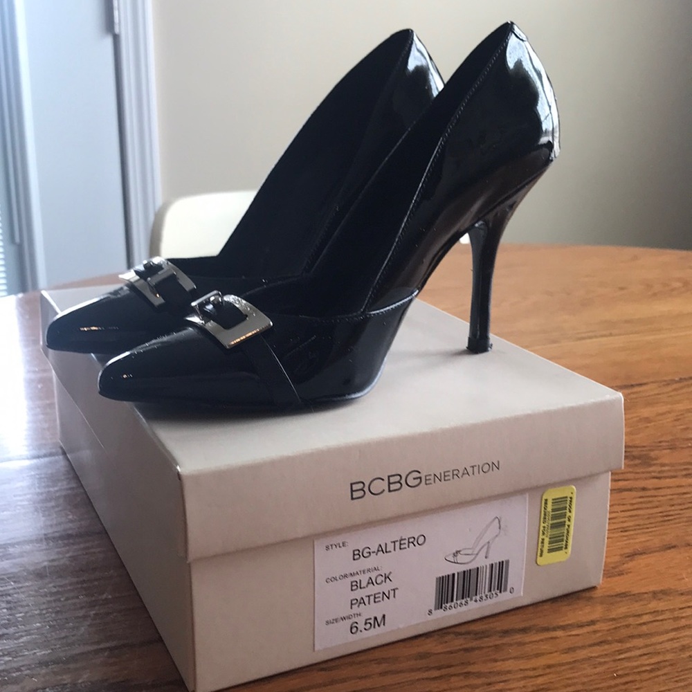 BCBGeneration Black Patent Heels